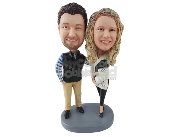 Custom Bobblehead Guy Putting His Hand On Her Shoulder As Both Walk Down In Formal Clothes - Wedding & Couples Couple Personalized Bobblehead & Cake Topper Custom Bobblehead Guy Putting His Hand On Her Shoulder As Both Walk Down In Formal Clothes - Wedding & Couples Couple Personalized Bobblehead & Cake Topper